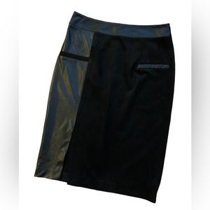 J McLaughlin Faux Suede Faux Leather Black Pencil Skirt Classic.  Sz 6.   EUC!
